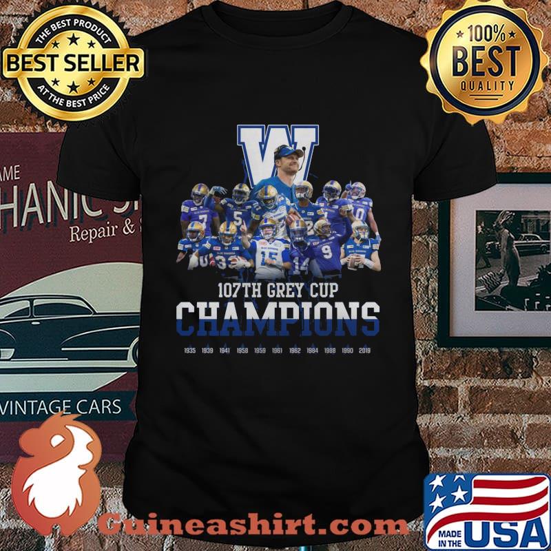 Winnipeg blue bombers 107th grey cup champions football shirt