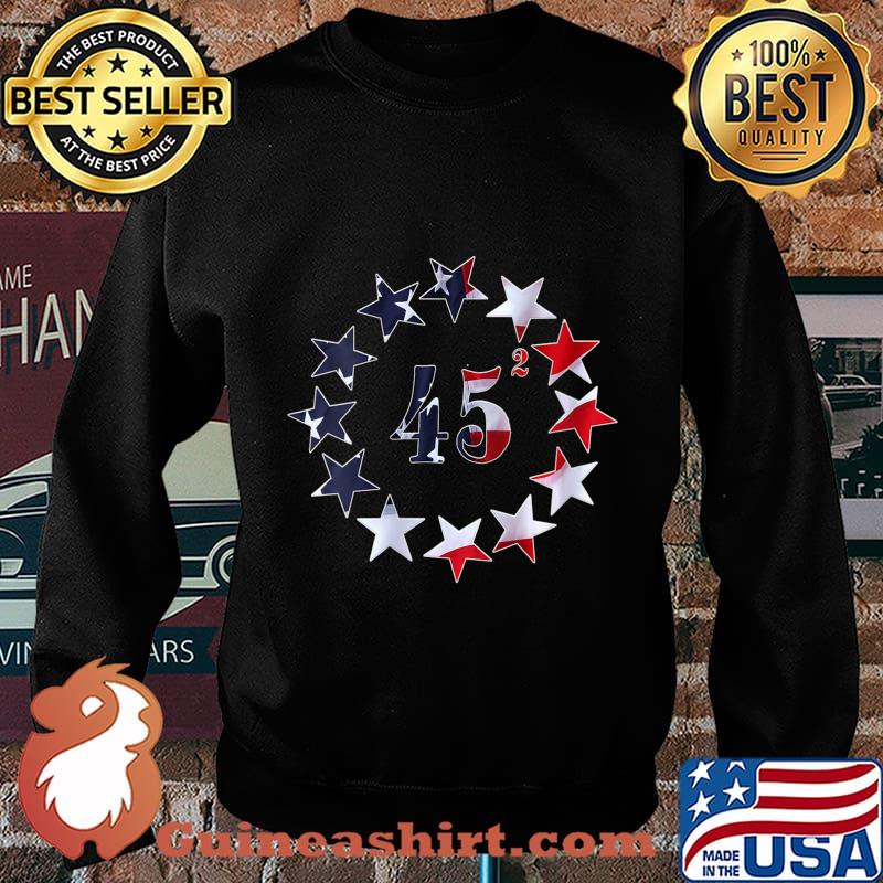 Womens 45 Squared Trump Betsy Ross Flag 2020 Second Term V-Neck T-Shirt Sweater