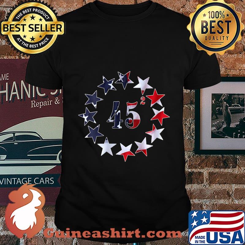 Womens 45 Squared Trump Betsy Ross Flag 2020 Second Term V-Neck T-Shirt