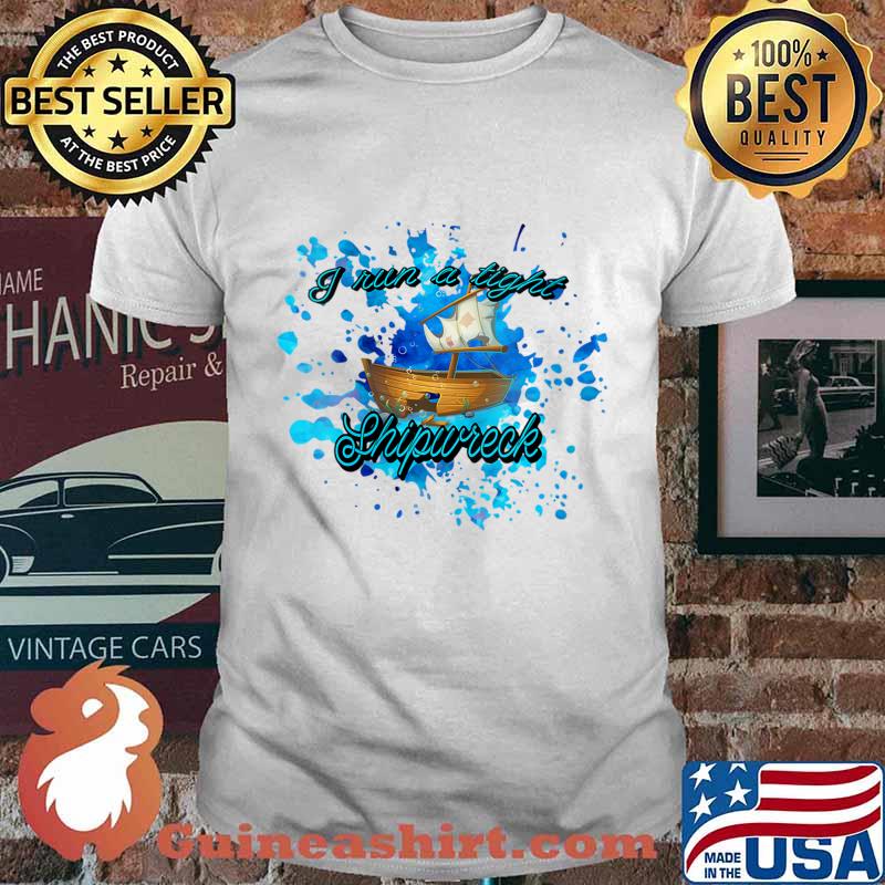 Womens I run a tight shipwreck, sunken sailboat pun V-Neck T-Shirt Copy