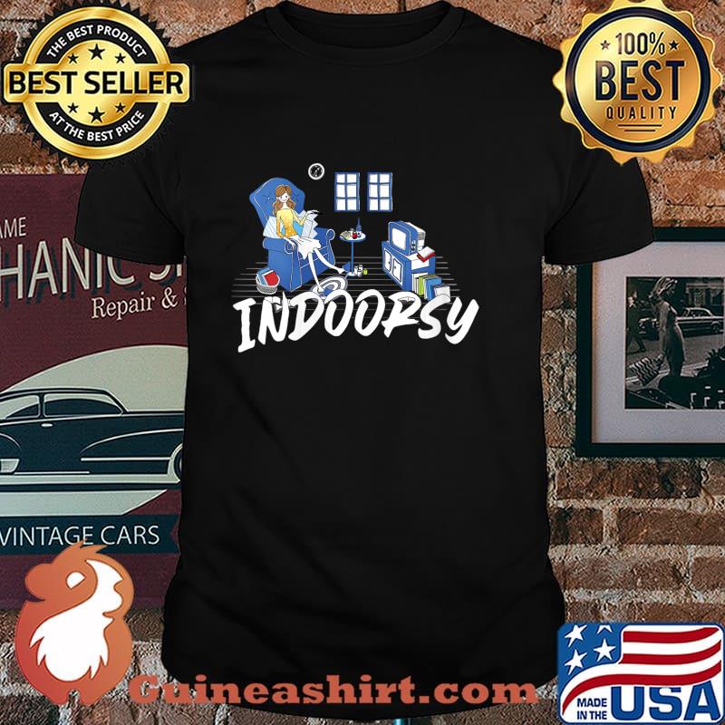 Womens Indoorsy reading and watching TV V-Neck T-Shirt Copy