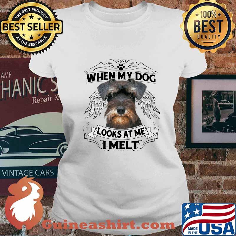 Yorkie when my paw dog looks at me i melt s Ladies tee