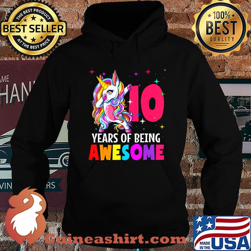 10th Birthday Dabbing Unicorn Party Gift 10 Years Old Girls T-Shirt Hoodie