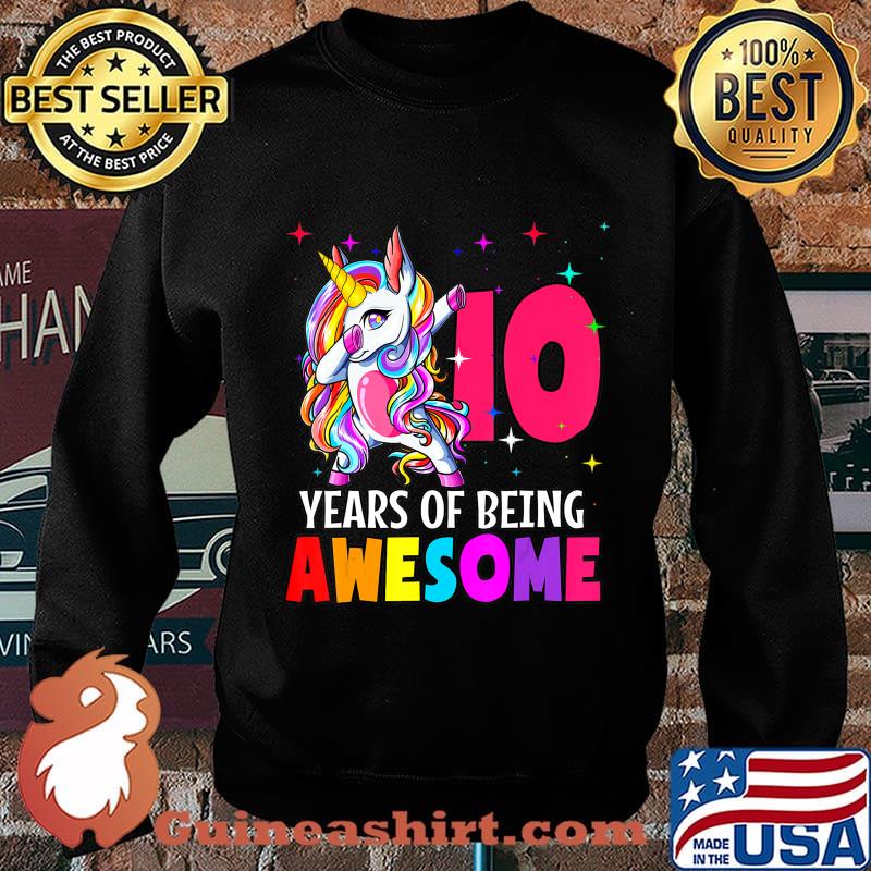10th Birthday Dabbing Unicorn Party Gift 10 Years Old Girls T-Shirt Sweater