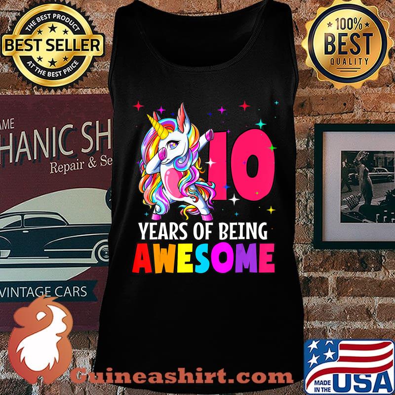 10th Birthday Dabbing Unicorn Party Gift 10 Years Old Girls T-Shirt Tank top