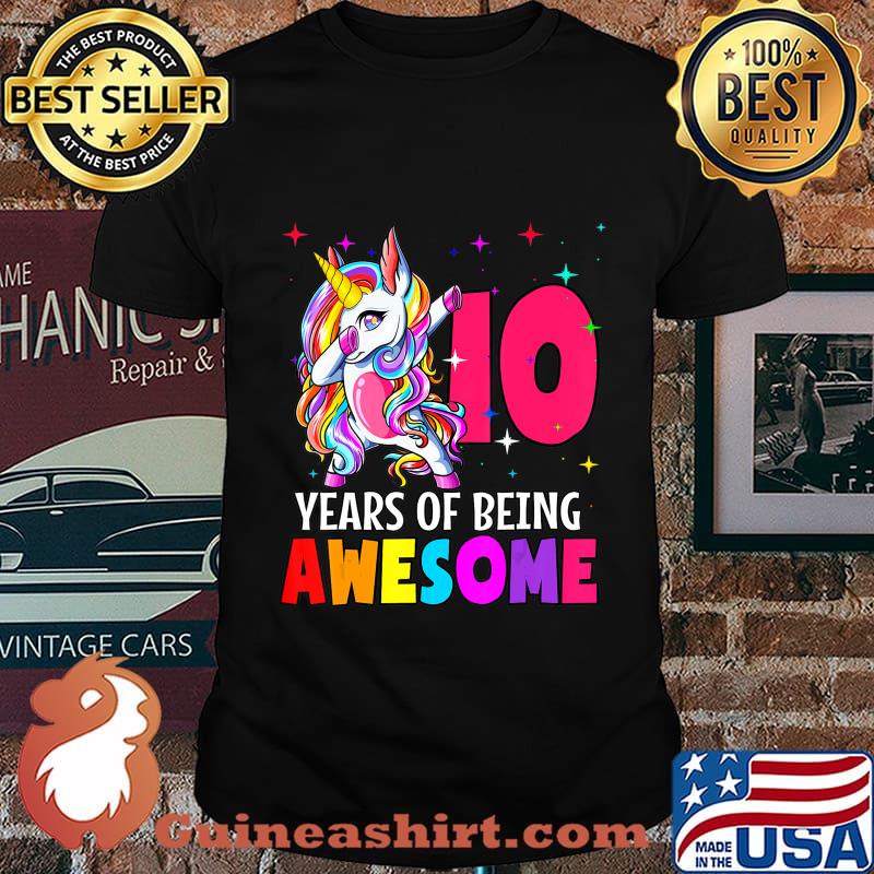 10th Birthday Dabbing Unicorn Party Gift 10 Years Old Girls T-Shirt