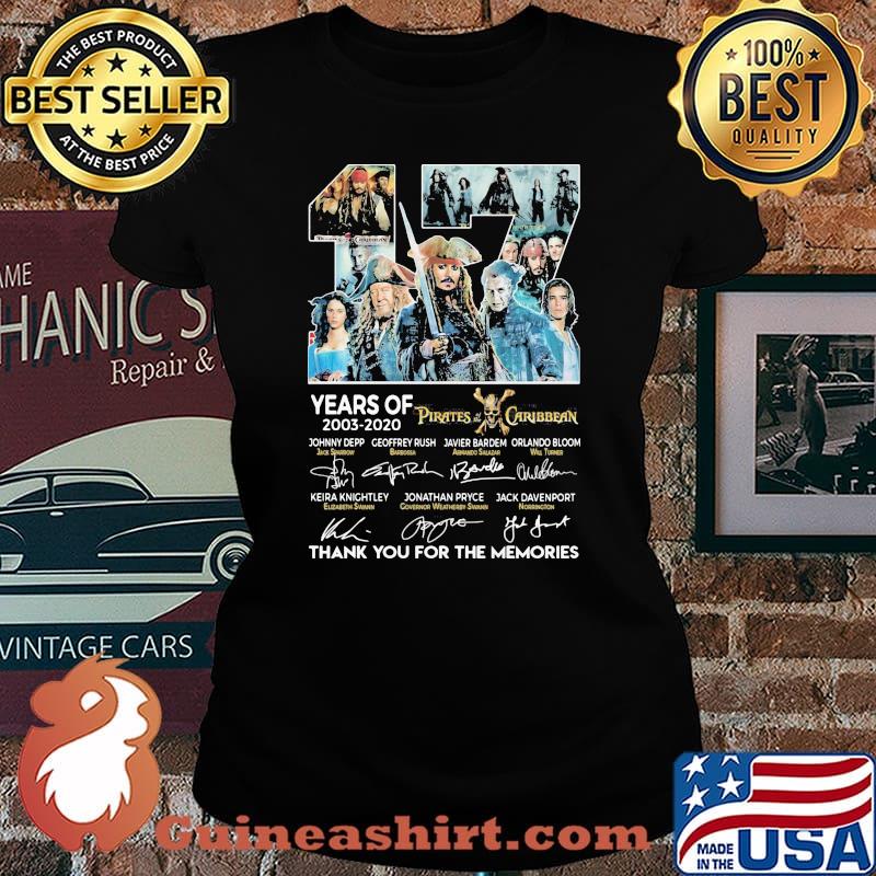17 years of 2003 2020 pirates caribbean thank for the memories signatures s Laides tee