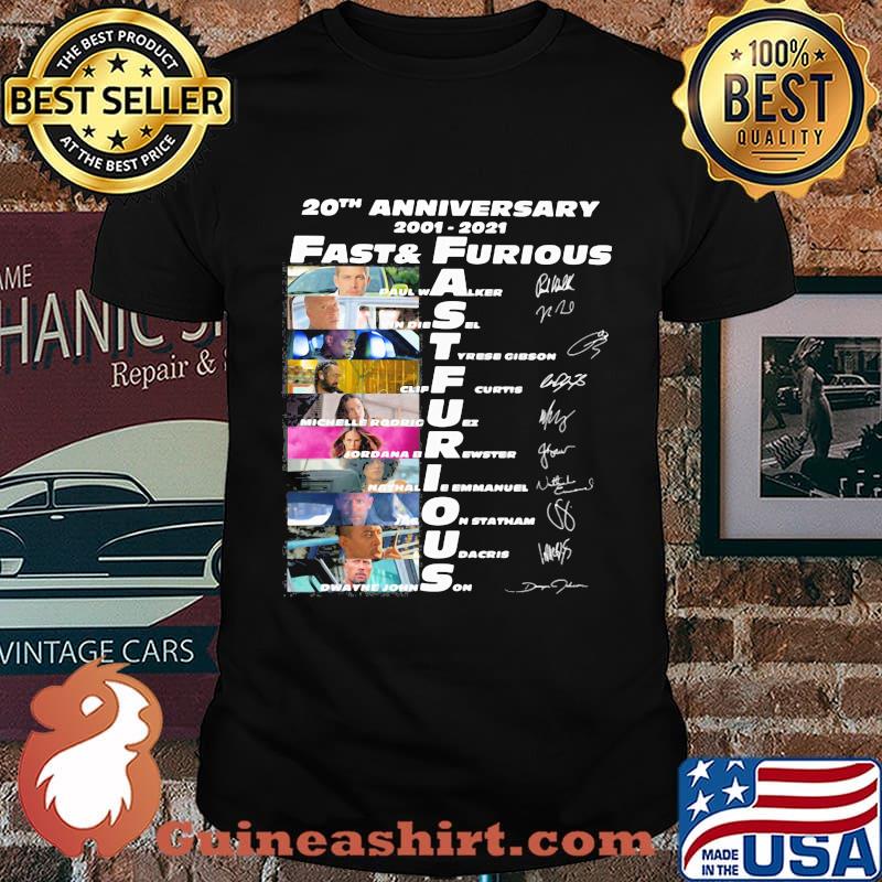 20th anniversary 2001 2021 fast and furious characters signatures shirt