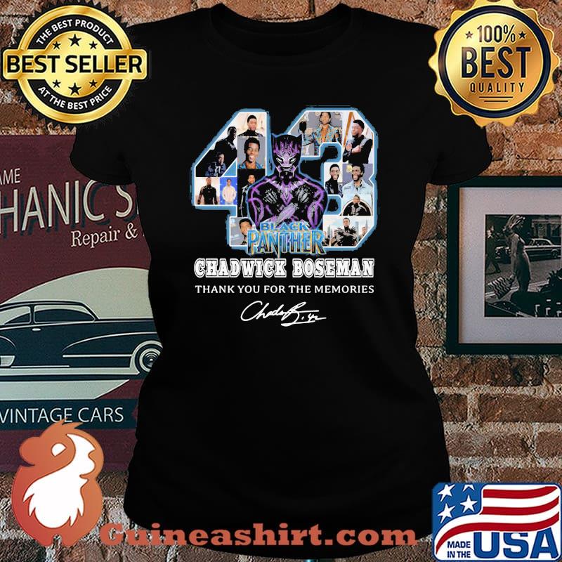 43 black panther rip chadwick thank you for the memories signature s Laides tee