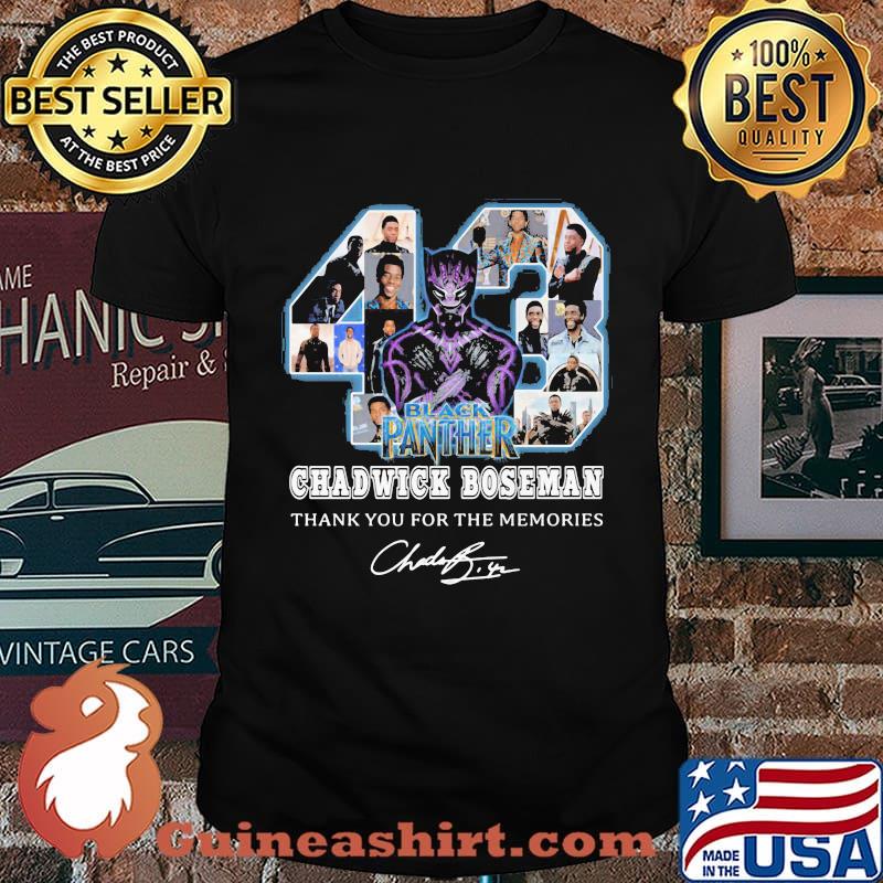 43 black panther rip chadwick thank you for the memories signature shirt