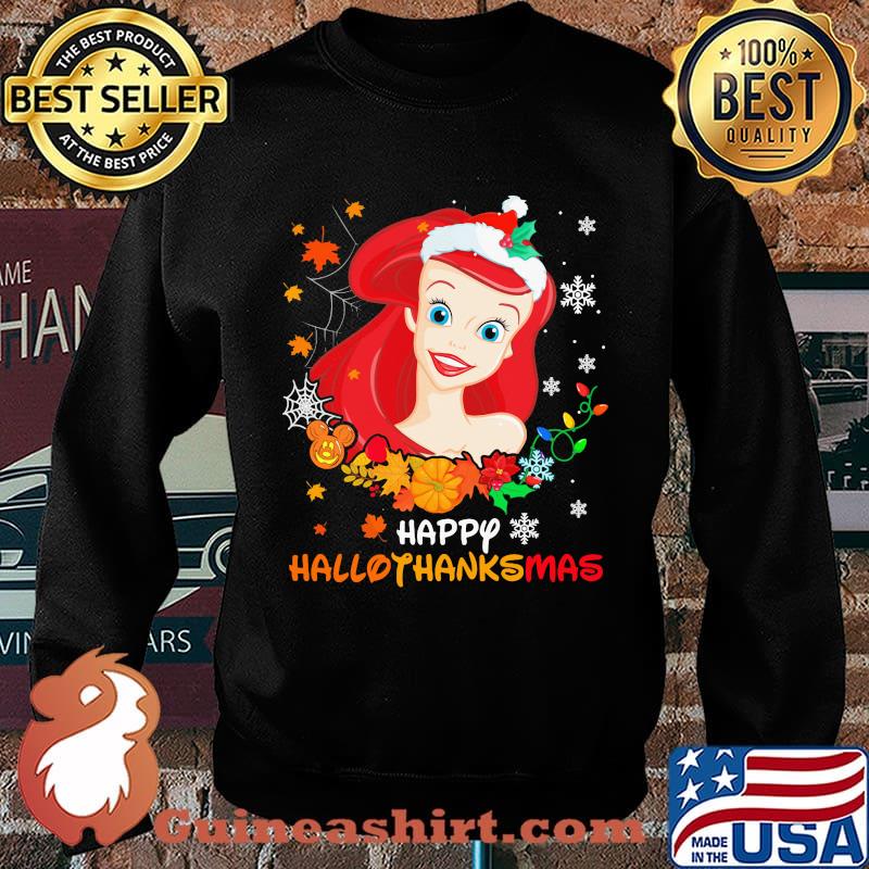 Ariel happy hallothanksmas halloween thanksgiving christmas s Sweater