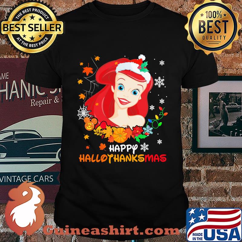 Ariel happy hallothanksmas halloween thanksgiving christmas shirt