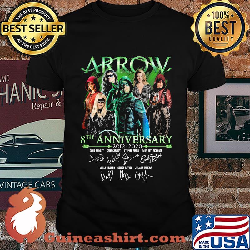 Arrow 8th anniversary 2012 2020 characters signatures shirt