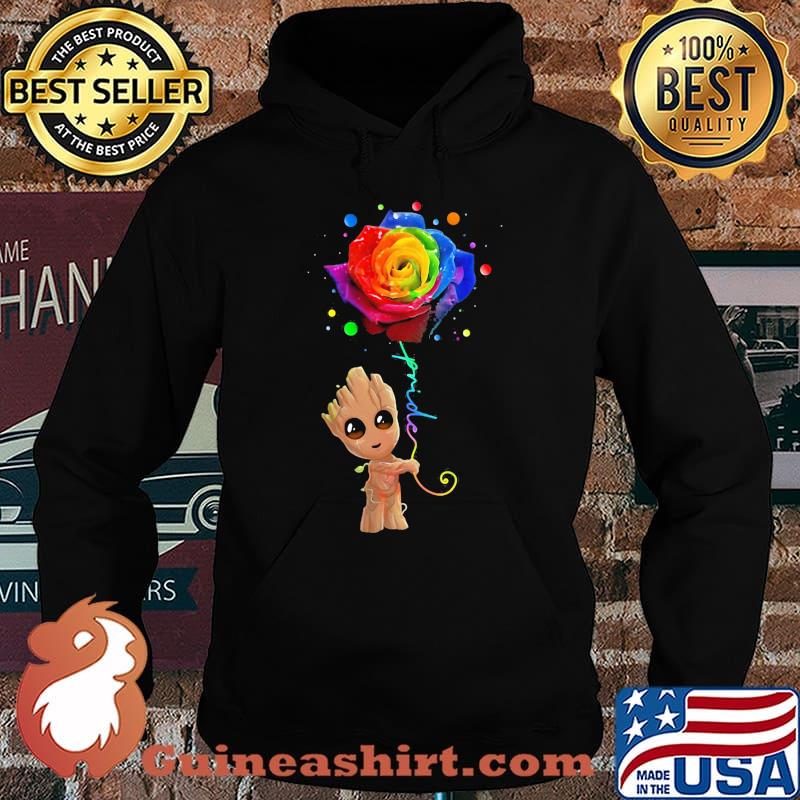Baby groot holding rose lgbt pride s Hoodie