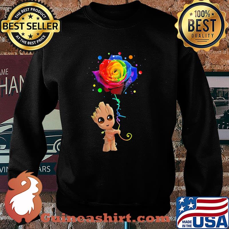 Baby groot holding rose lgbt pride s Sweater