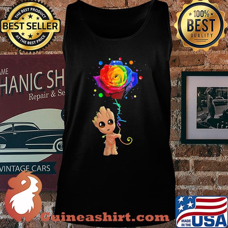 Baby groot holding rose lgbt pride s Tank top