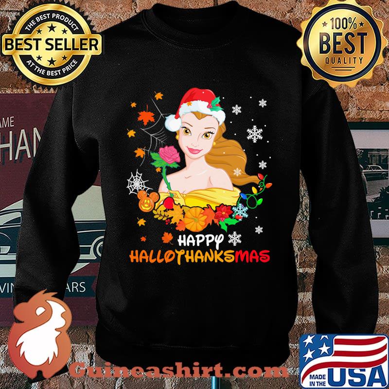Belle happy hallothanksmas halloween thanksgiving christmas s Sweater