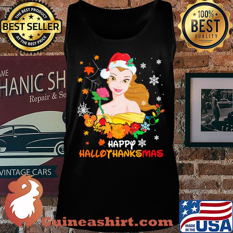 Belle happy hallothanksmas halloween thanksgiving christmas s Tank top