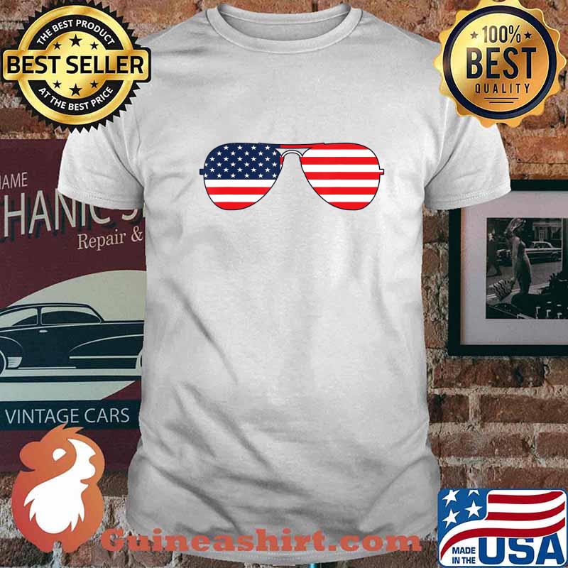Biden Aviator Sunglasses Patriotic USA Flag T-Shirt
