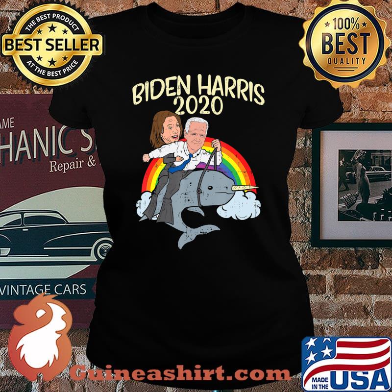 Biden Harris 2020 Narwhale Rainbow Funny Joe Kamala Democrat T-Shirt Laides tee