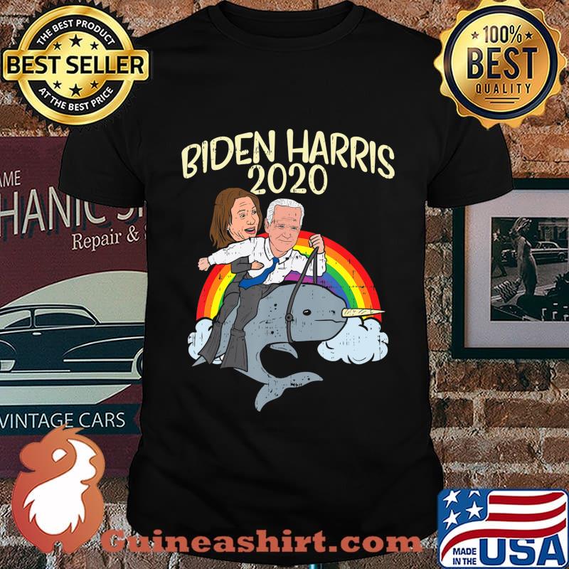 Biden Harris 2020 Narwhale Rainbow Funny Joe Kamala Democrat T-Shirt