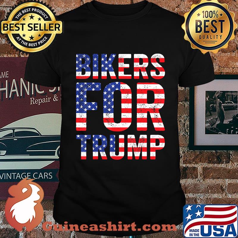 Bikers for Trump 2020 Reelect Motorcycle Patriotic US Flag T-Shirt