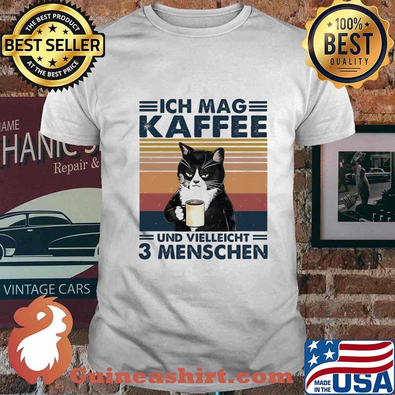 Black cat ich mag kaffee und vielleicht 3 menschen vintage retro shirt
