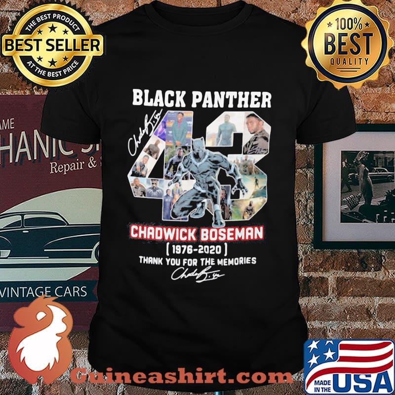 Black panther 43 rip chadwick 1976 2020 thank you for the memories signature shirt]