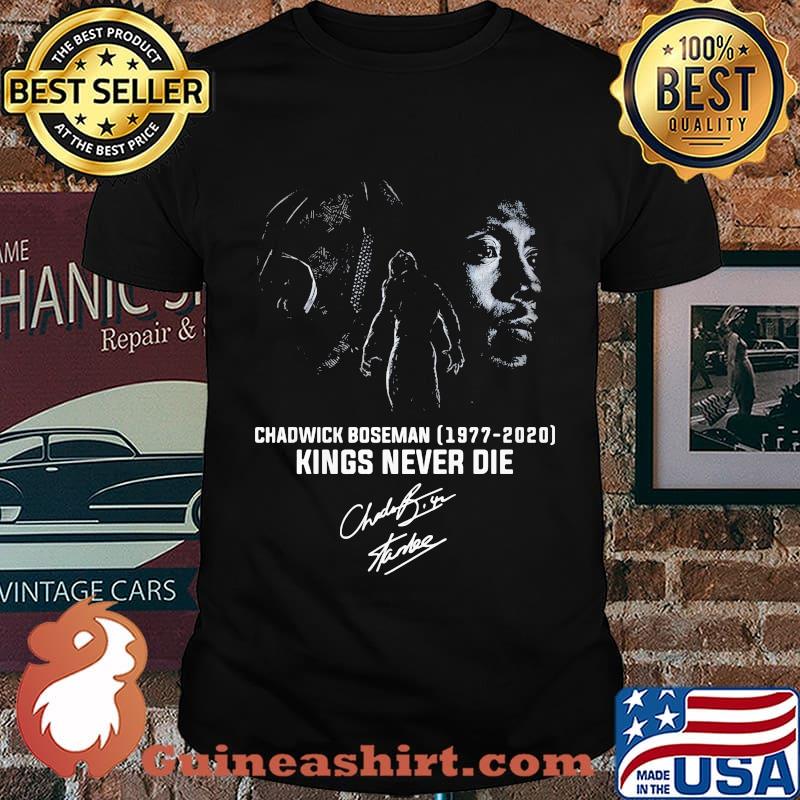 Black panther rip chadwick 1977 2020 kings never die signature shirt