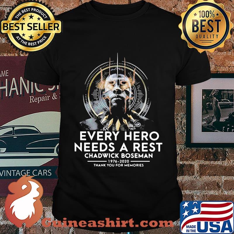 Black panther rip chadwick every hero needs a rest 1976 2020 thank you for the memories shirt