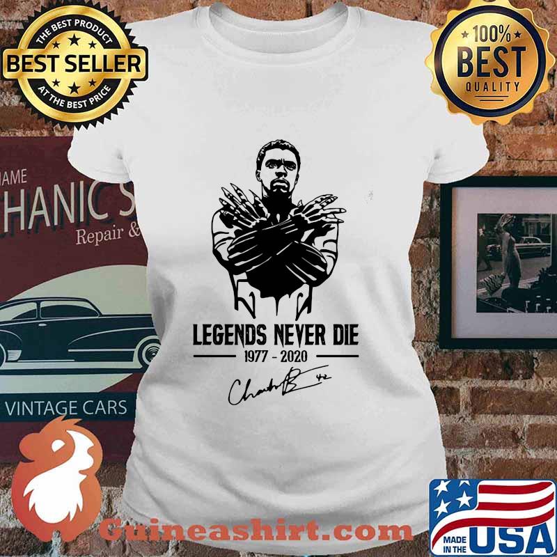 Black panther rip chadwick legends never die 1977 2020 signature s Ladies tee