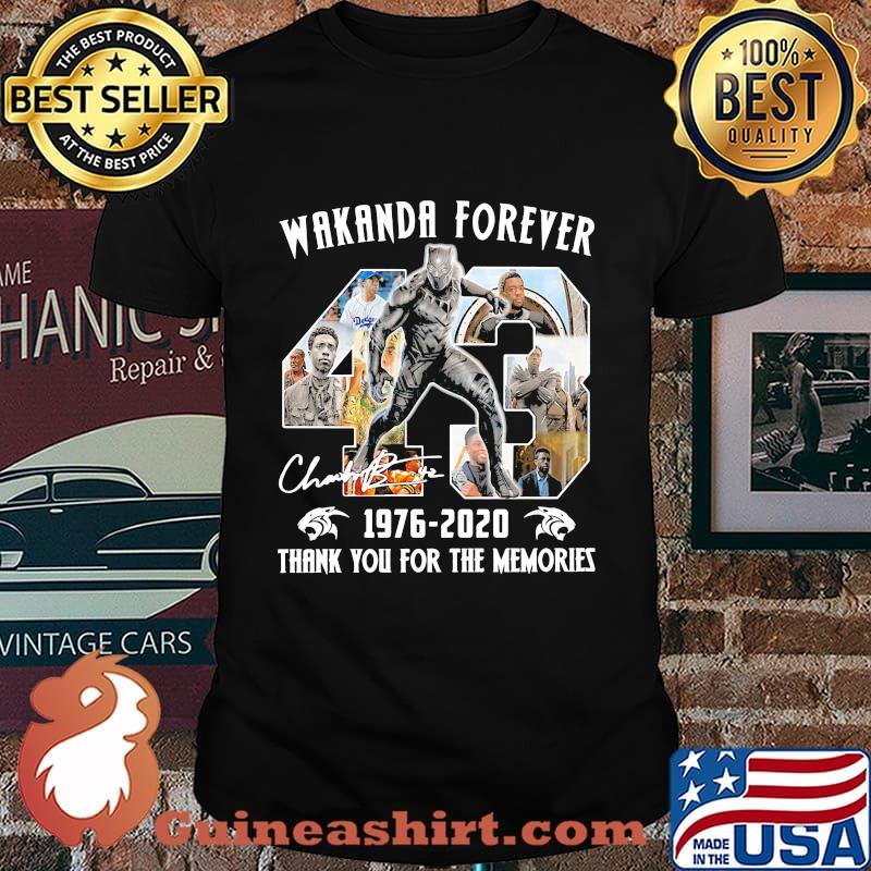 Black panther rip chadwick wakanda forever 43 1976 2020 thank you for the memories signature shirt
