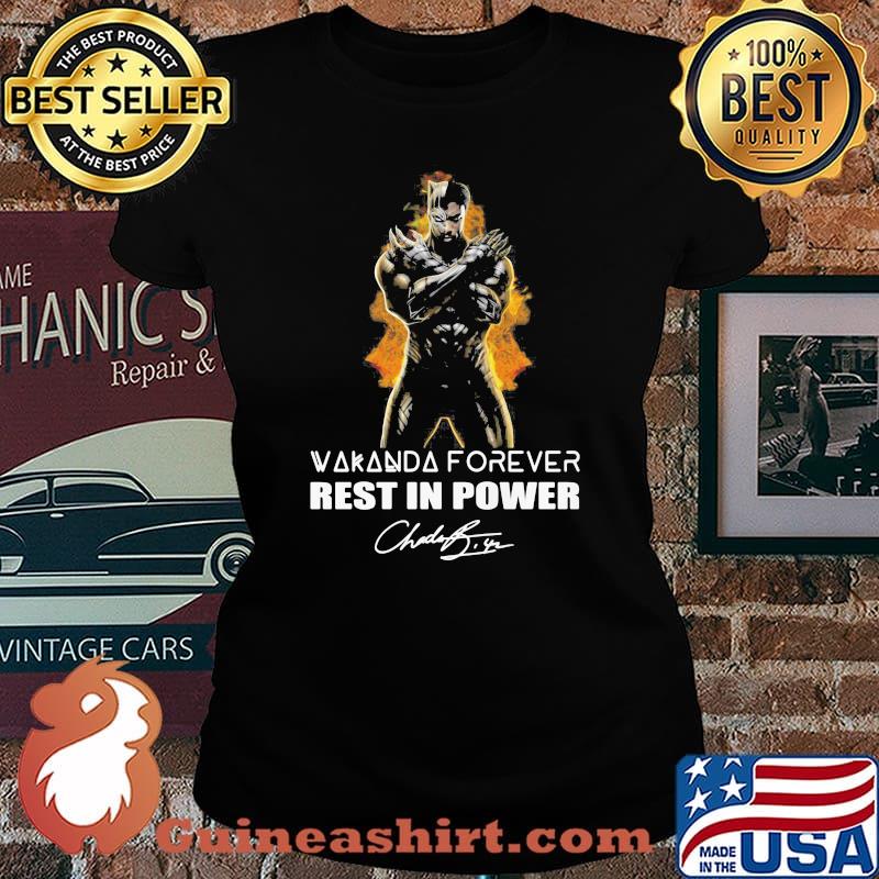 Black panther rip chadwick wakanda forever rest in power signature s Laides tee