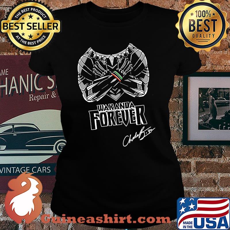 Black panther rip chadwick wakanda forever signature s Laides tee