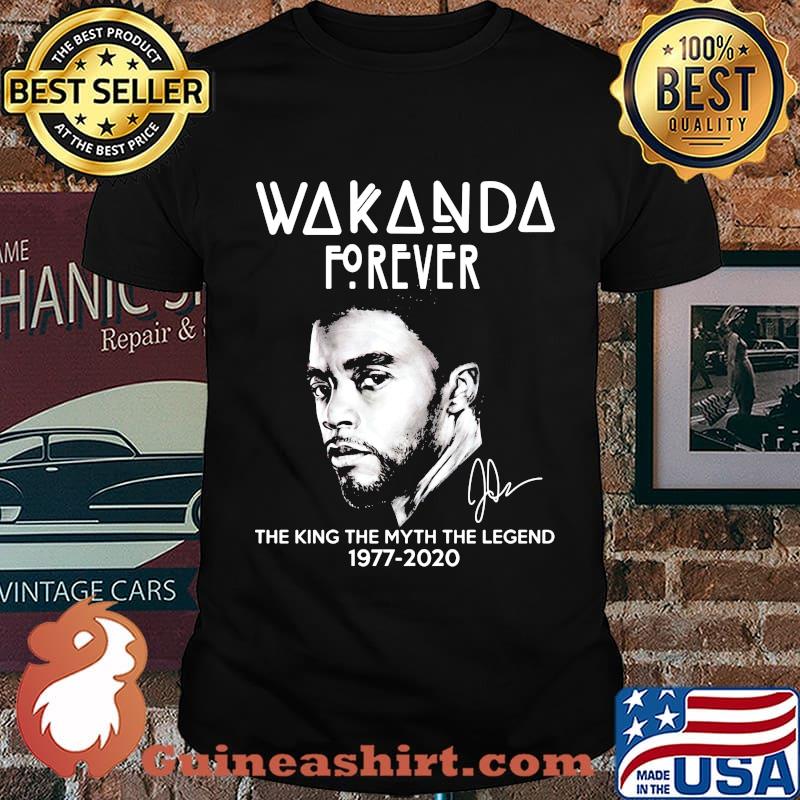 Black panther rip chadwick wakanda forever the king the myth the legend 1977 2020 signature shirt