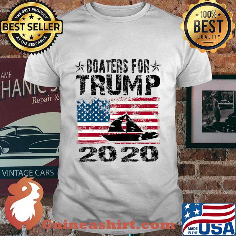Boaters For Trump Conservative Vintage American Flag 2020 T-Shirt
