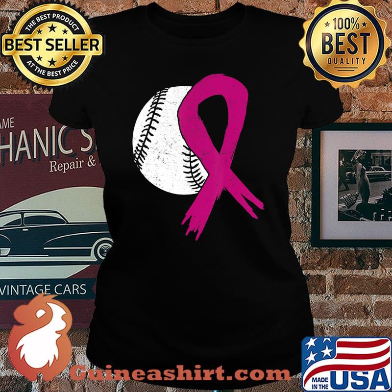Breast Cancer Softball Ball Pink Ribbon Carcinoma Sport Gift T-Shirt Laides tee