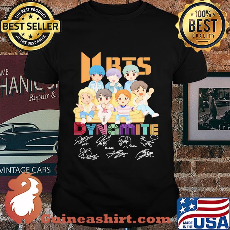Bts band chibi members dynamite album signatures shirt