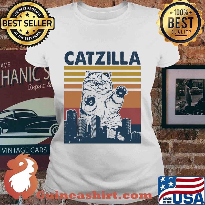 Cat catzilla vintage retro s Ladies tee