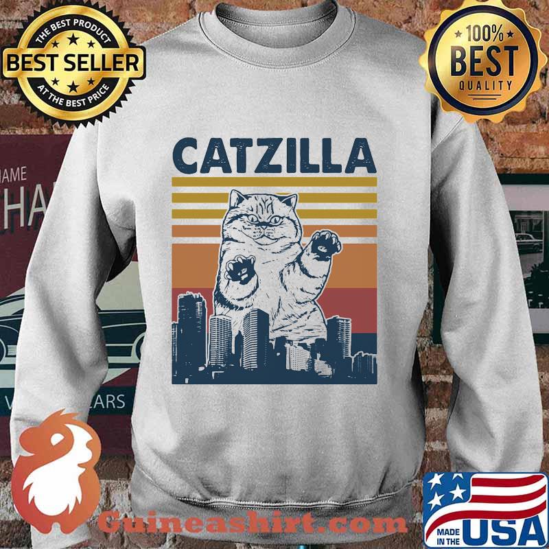 Cat catzilla vintage retro s Sweater