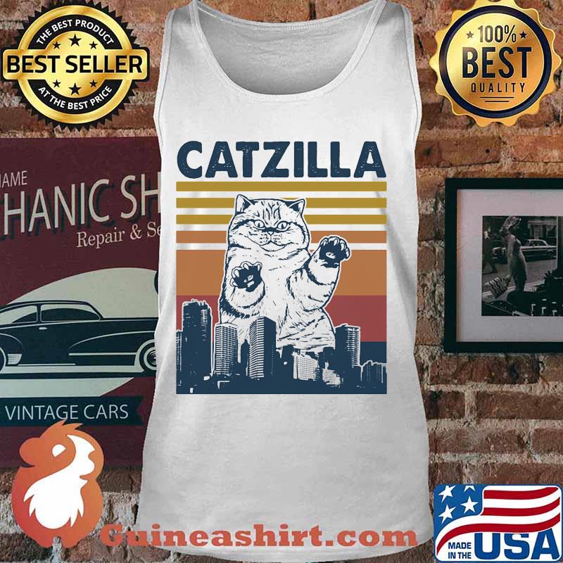 Cat catzilla vintage retro s Tank top