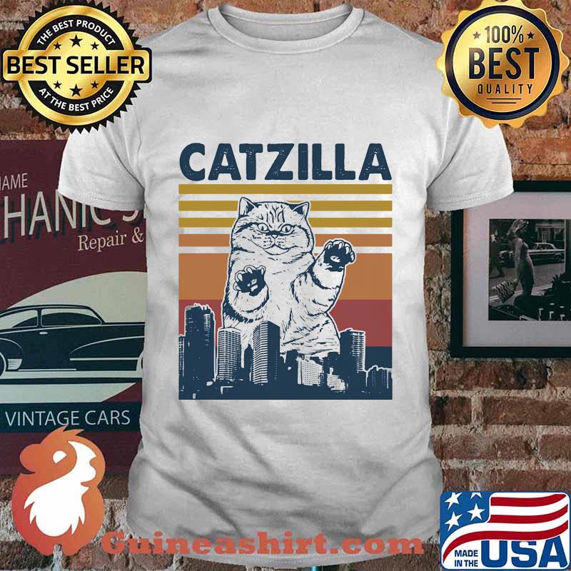 Cat catzilla vintage retro shirt