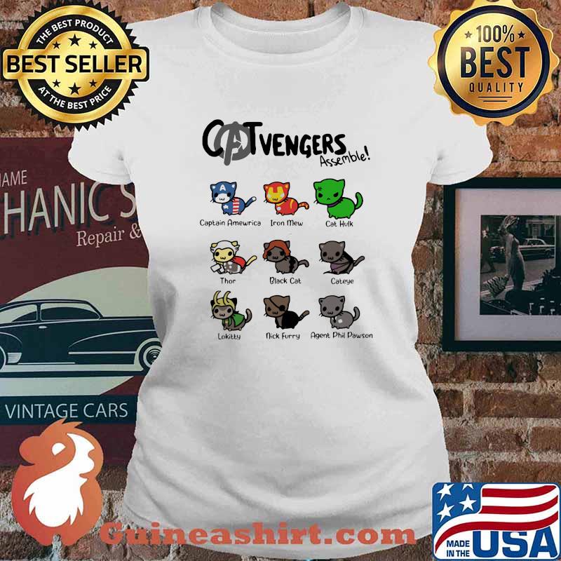 Catvengers captain america iron mew cat hulk thor black cat cateye s Ladies tee
