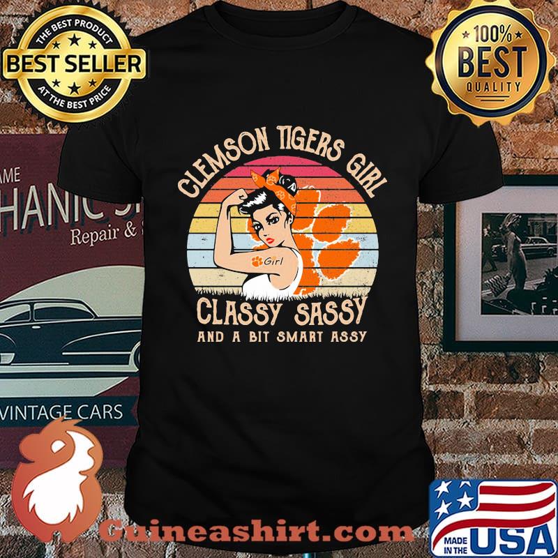 Clemson tigers girl classy sassy and a bit smart assy vintage retro shirt