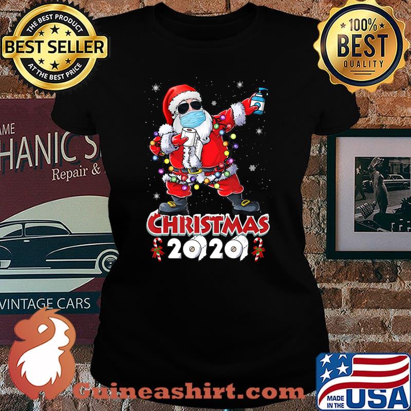 Dabbing Santa Christmas Wear Mask Tree Lights Quarantine T-Shirt Laides tee