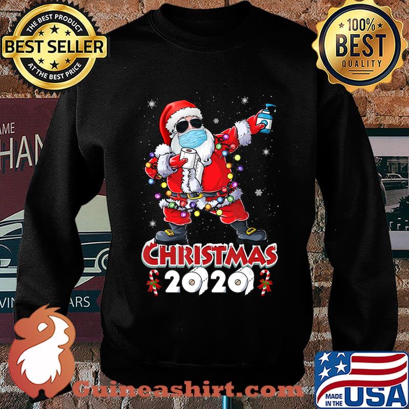 Dabbing Santa Christmas Wear Mask Tree Lights Quarantine T-Shirt Sweater