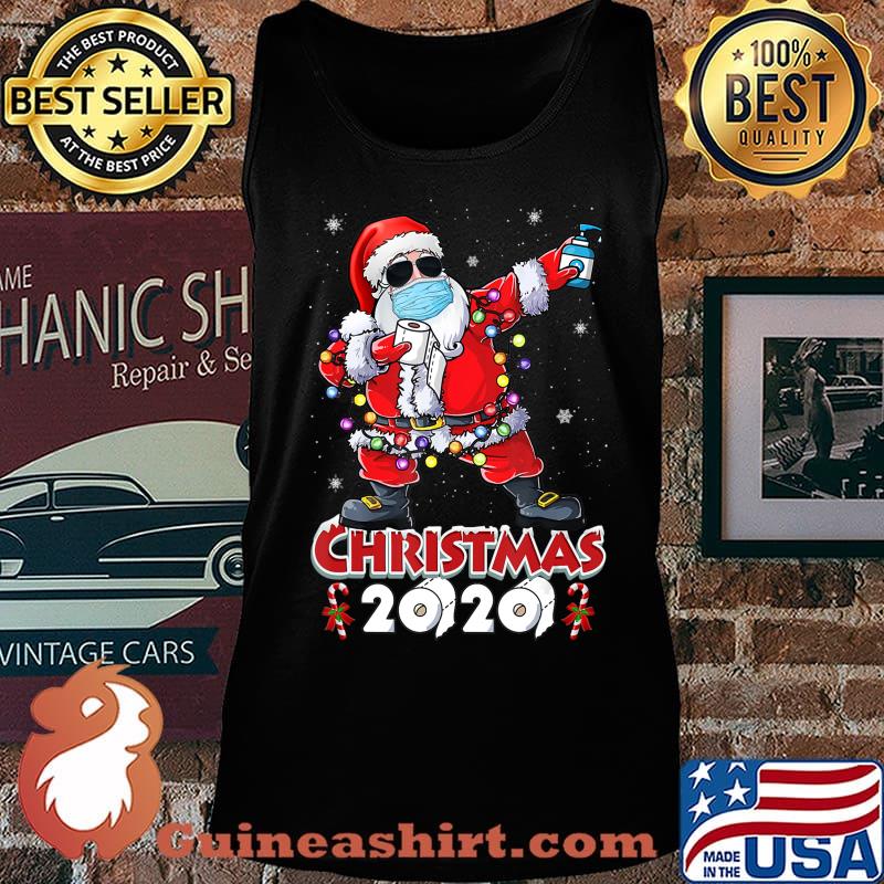 Dabbing Santa Christmas Wear Mask Tree Lights Quarantine T-Shirt Tank top