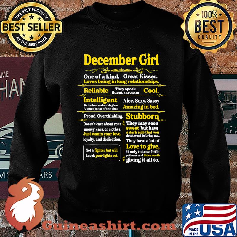 December Girl One Of A Kind Birthday Gift For Woman Funny T-Shirt Sweater