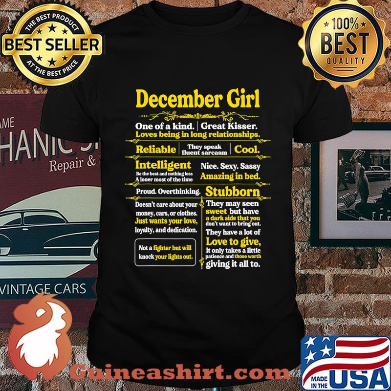December Girl One Of A Kind Birthday Gift For Woman Funny T-Shirt