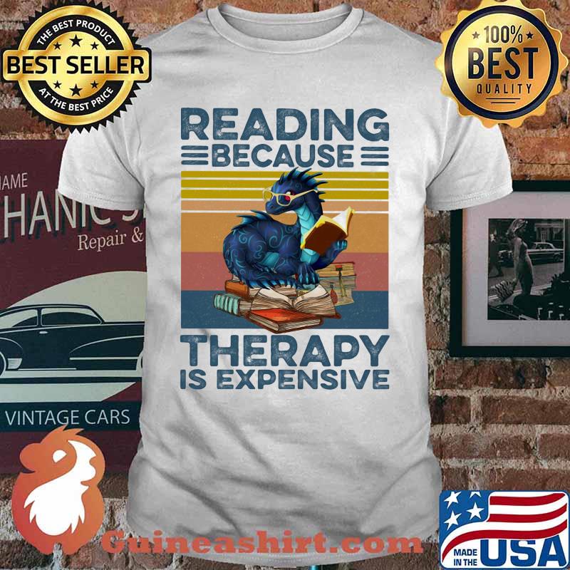 Dragon reading because therapy is expensive vintage retro shirt